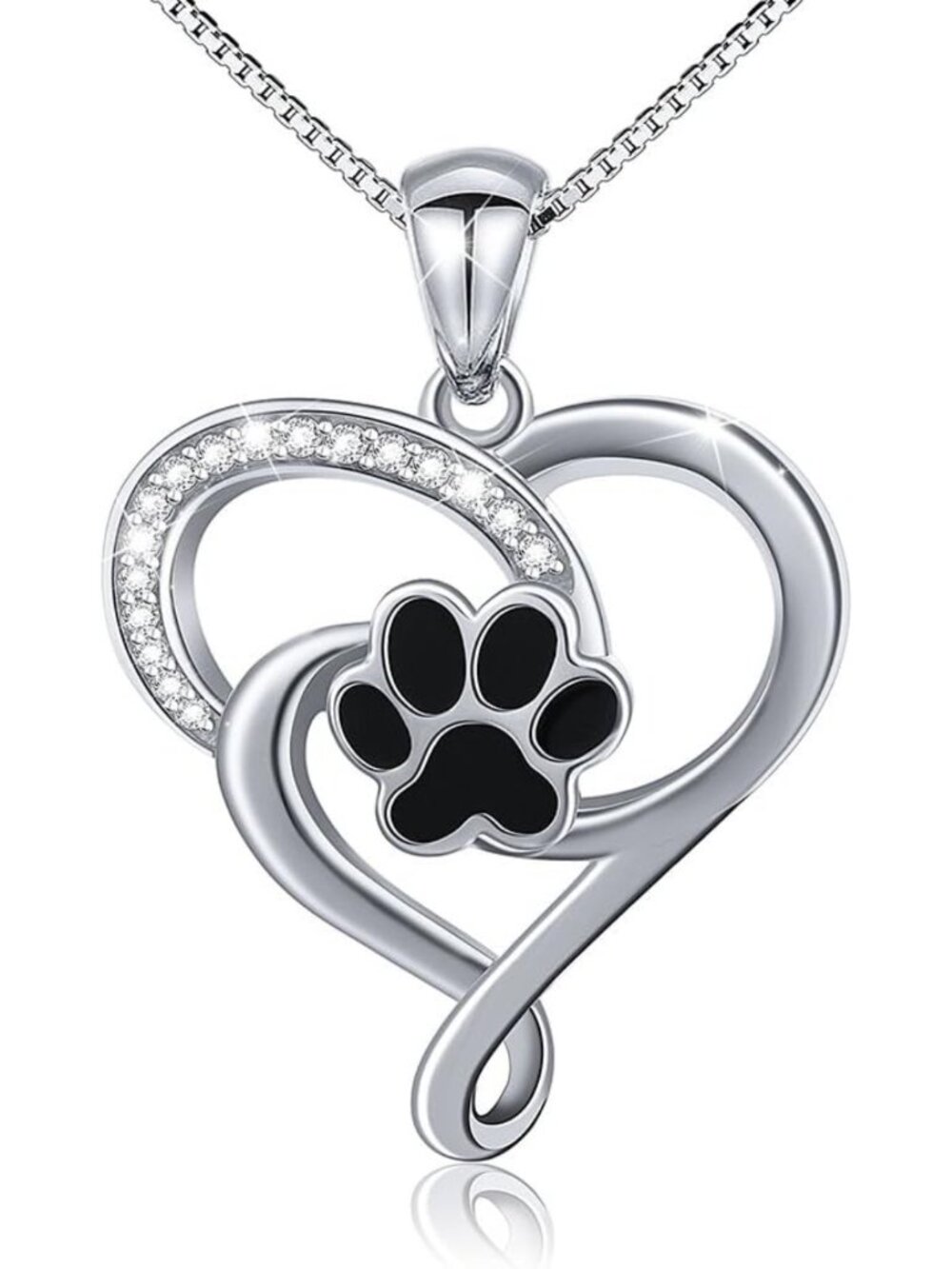 Sterling Silver Paw Print Pendant Necklace for Pet Lovers - 18" Adjustable Chain